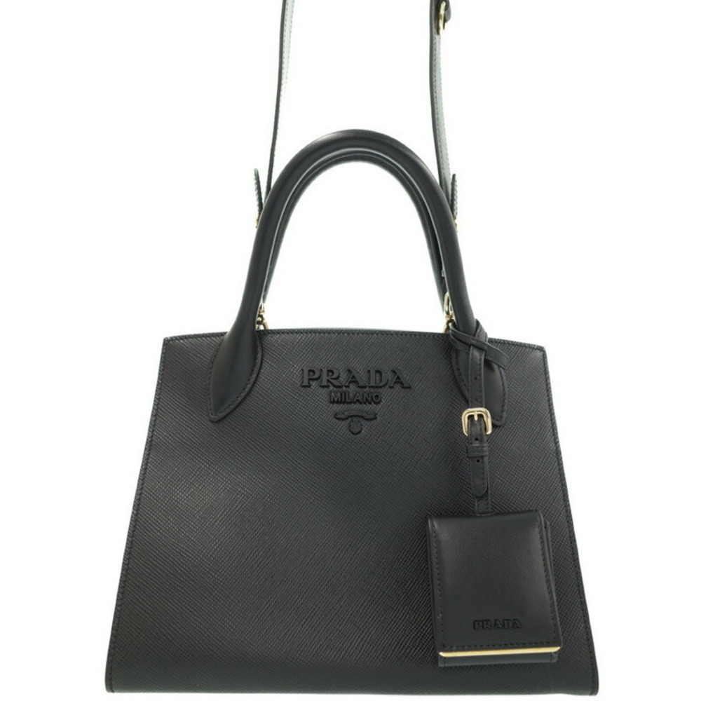 Prada Leather Bag Black Saffiano Monochrome Leather - Picture 2 of 9